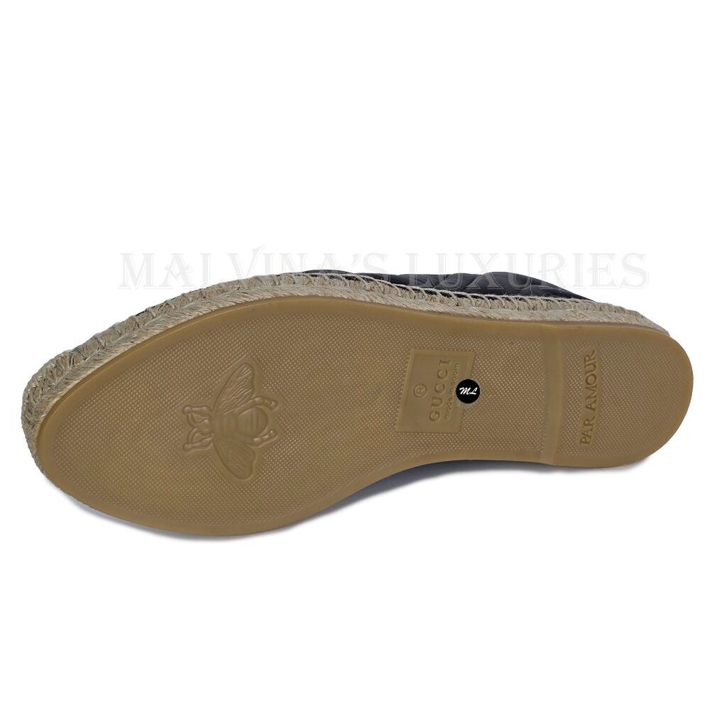 GUCCI SHOES FLATS MARMONT DOUBLE GG LEATHER ESPADRILLE sz 37 US 7 - Picture 14 of 16